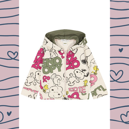 Snoopy Girl - Felpa c/cappuccio e zip allover