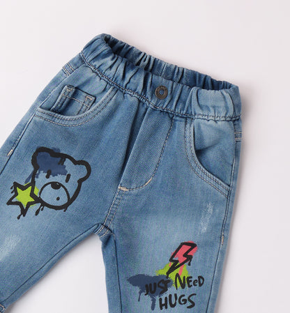 REBEL - Pantalone Jeans c/stampe